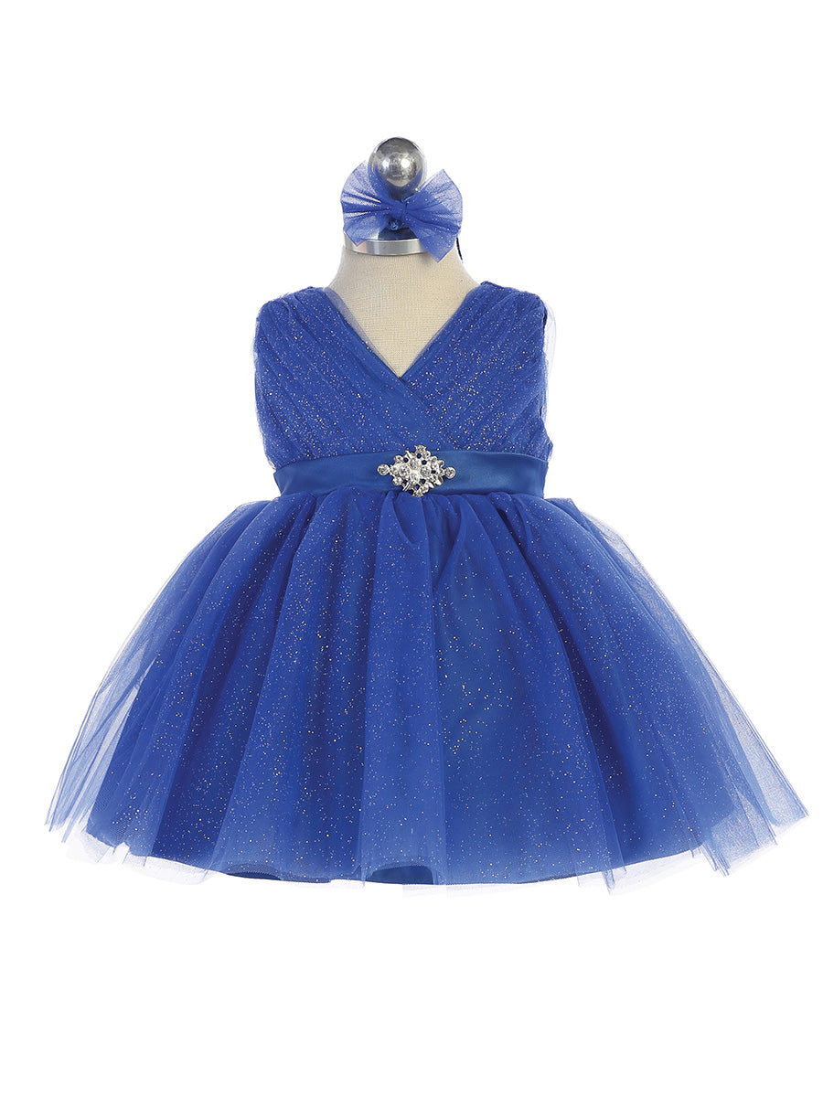 Baby Girl Glitter V Neck Tulle Dress by TIPTOP KIDS - AS5698S