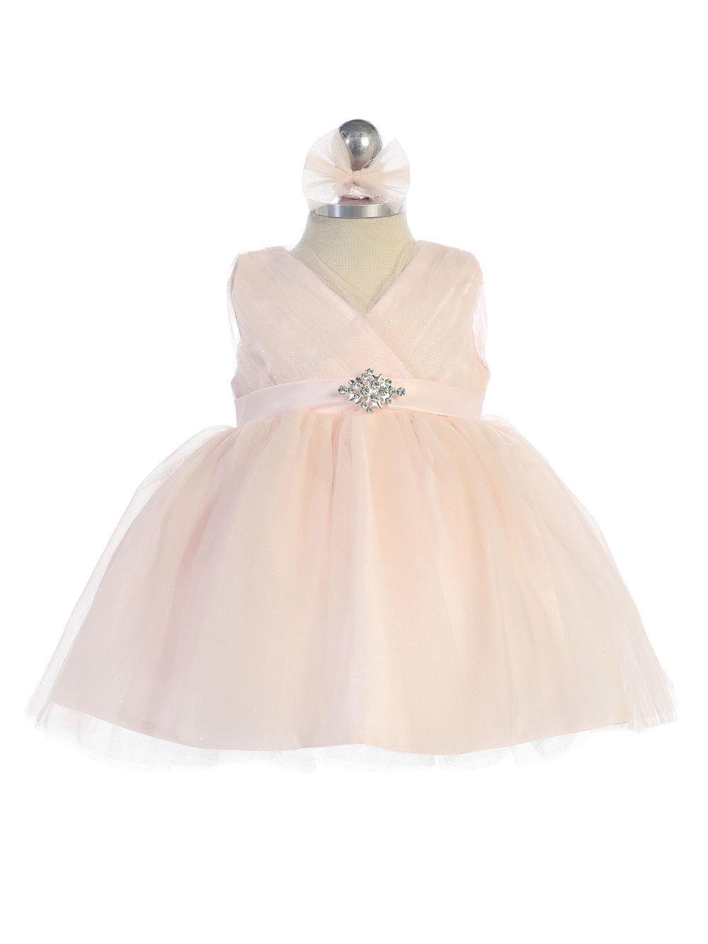 Baby Girl Glitter V Neck Tulle Dress by TIPTOP KIDS - AS5698S