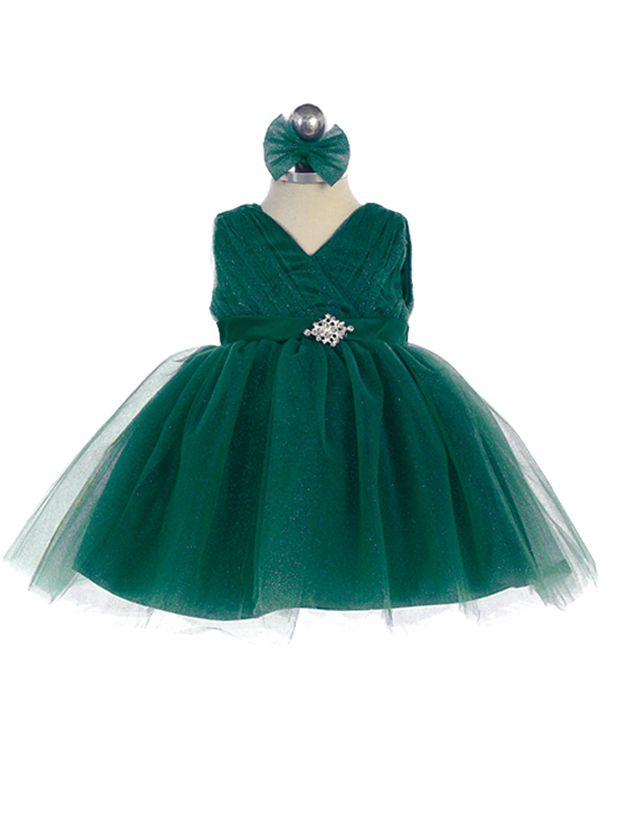 Baby Girl Glitter V Neck Tulle Dress by TIPTOP KIDS - AS5698S