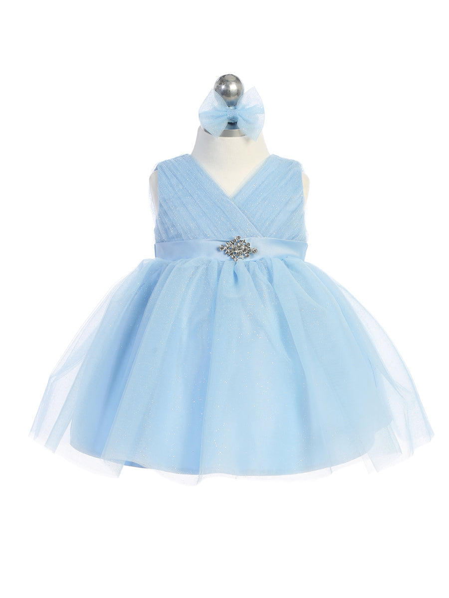 Baby Girl Glitter V Neck Tulle Dress by TIPTOP KIDS - AS5698S