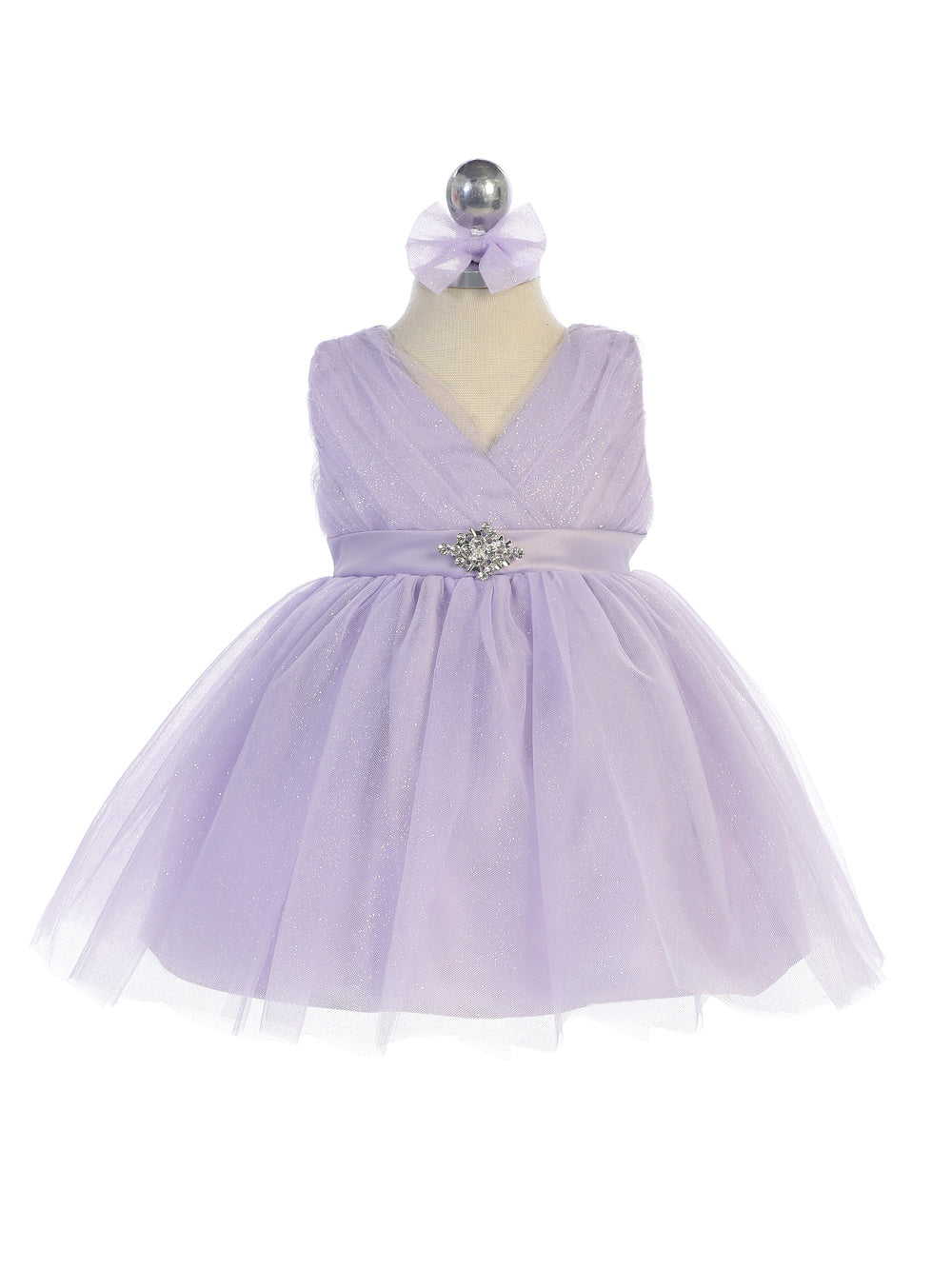 Baby Girl Glitter V Neck Tulle Dress by TIPTOP KIDS - AS5698S