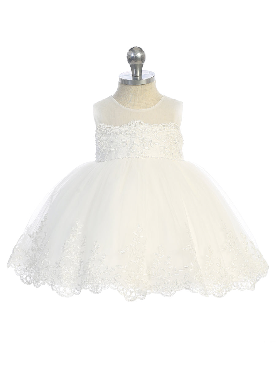 Baby Girl Illusion Neckline Bodice Dress by TIPTOP KIDS - AS5801S