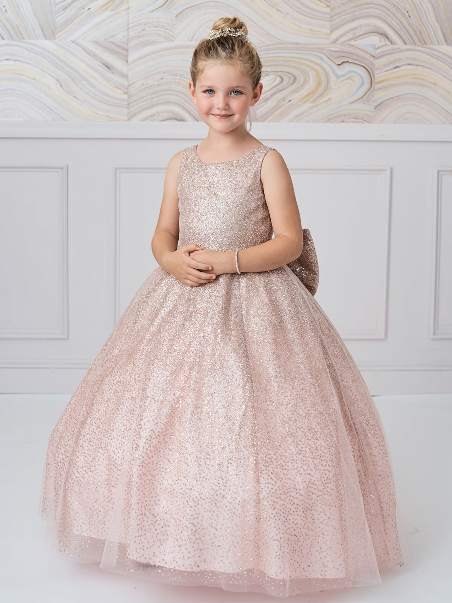 Sparkling Glitter Train Dress with Large Bow by TIPTOP KIDS - AS5804