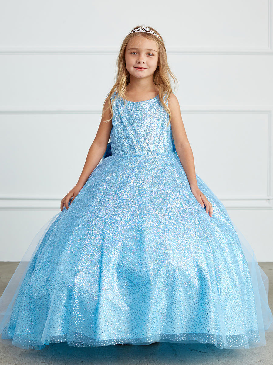 Sparkling Glitter Train Dress with Large Bow by TIPTOP KIDS - AS5804