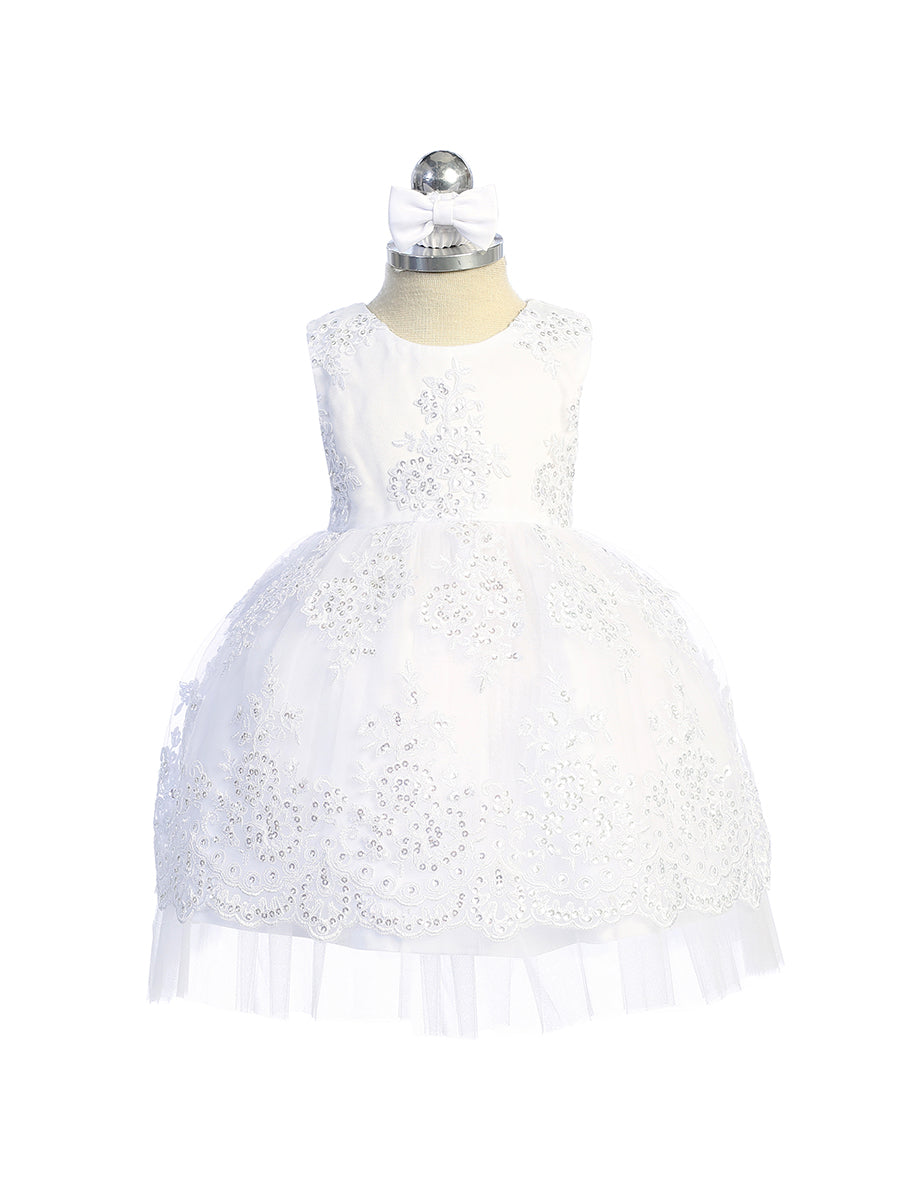 Baby Girl Tulle Metallic Lace Embroidery Dress by TIPTOP KIDS - AS5816S