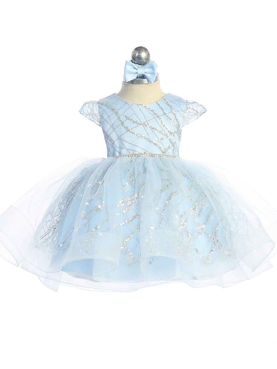 Baby Girl Cap Sleeve Glitter Bodice Dress by TIPTOP KIDS - AS5827S