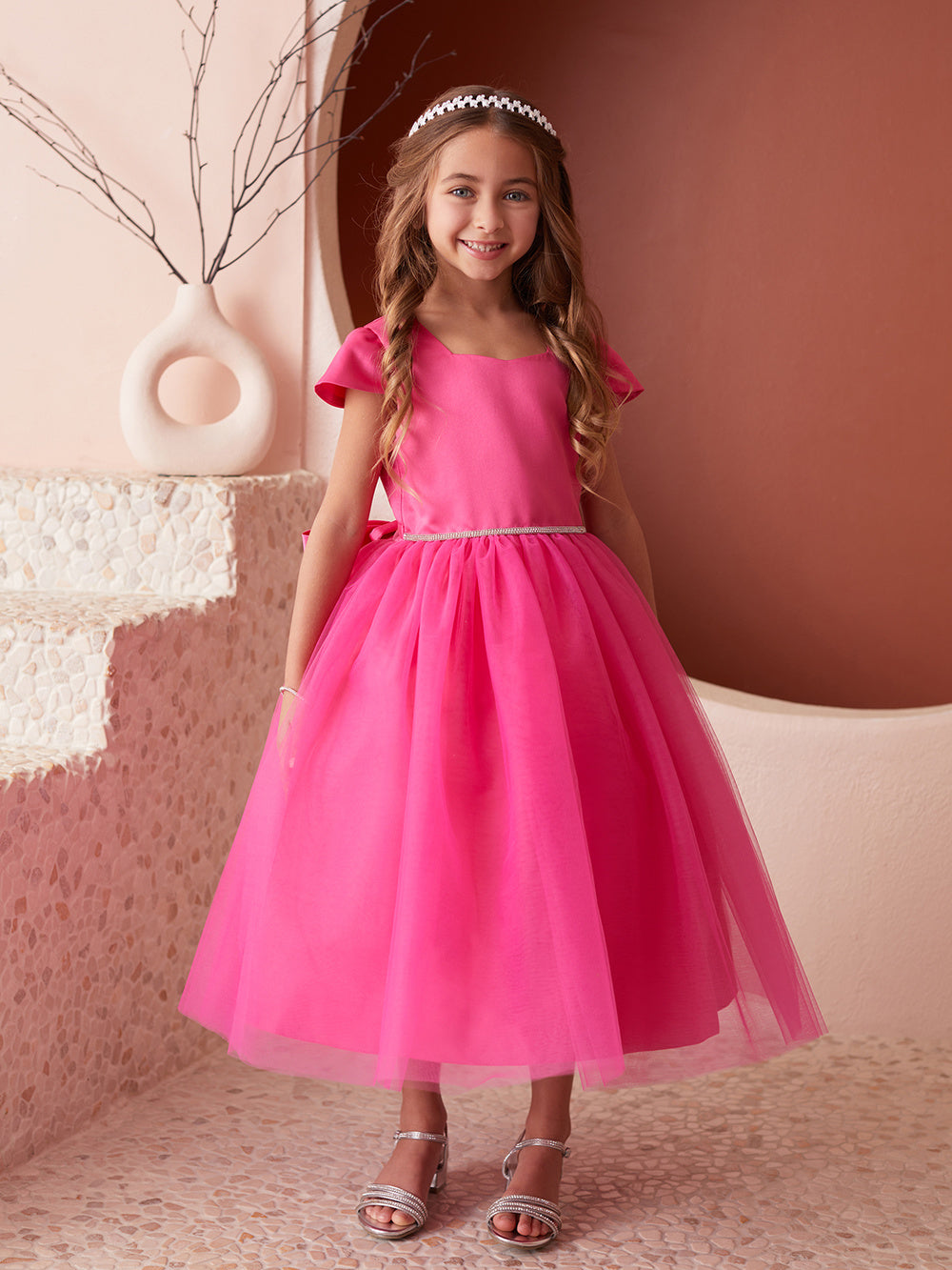 Multi Color Square Neckline Flowers Girl Dress by TIPTOP KIDS - AS5852