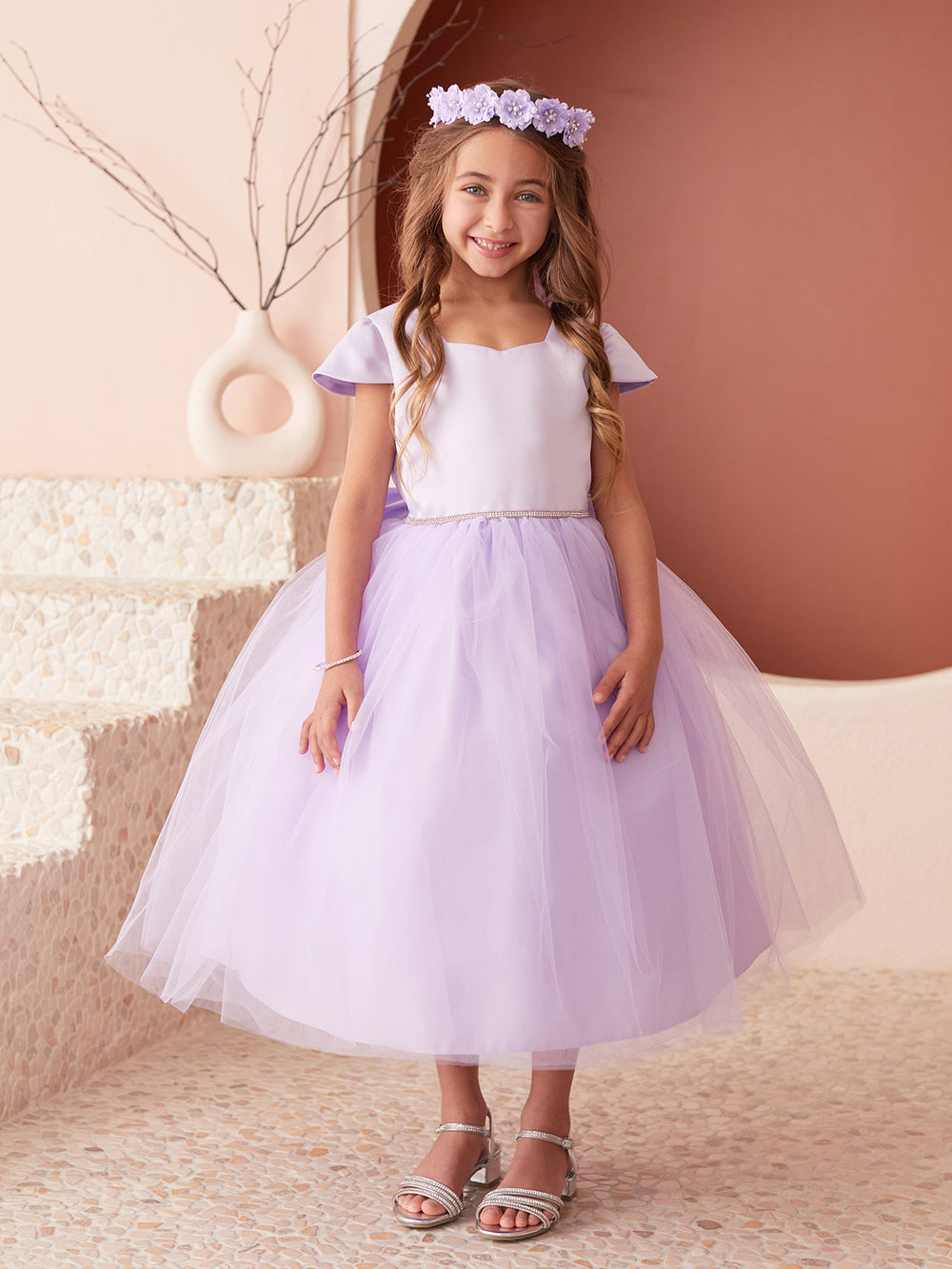 Multi Color Square Neckline Flowers Girl Dress by TIPTOP KIDS - AS5852