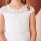 Gorgeous Illusion Neckline Bodice Flowers Girl Dress by TIPTOP KIDS - AS5859