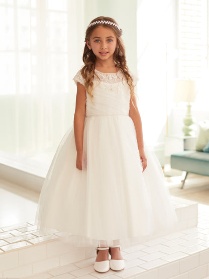 Gorgeous Illusion Neckline Bodice Flowers Girl Dress by TIPTOP KIDS - AS5859