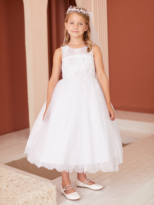 Illusion Round Neckline Flowers Girl Dress by TIPTOP KIDS - AS5860