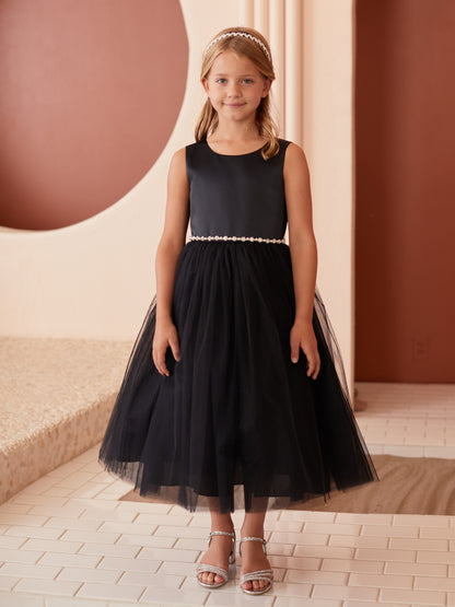 Satin Bodice with Tulle Flowers Girl Dress by TIPTOP KIDS - AS5872