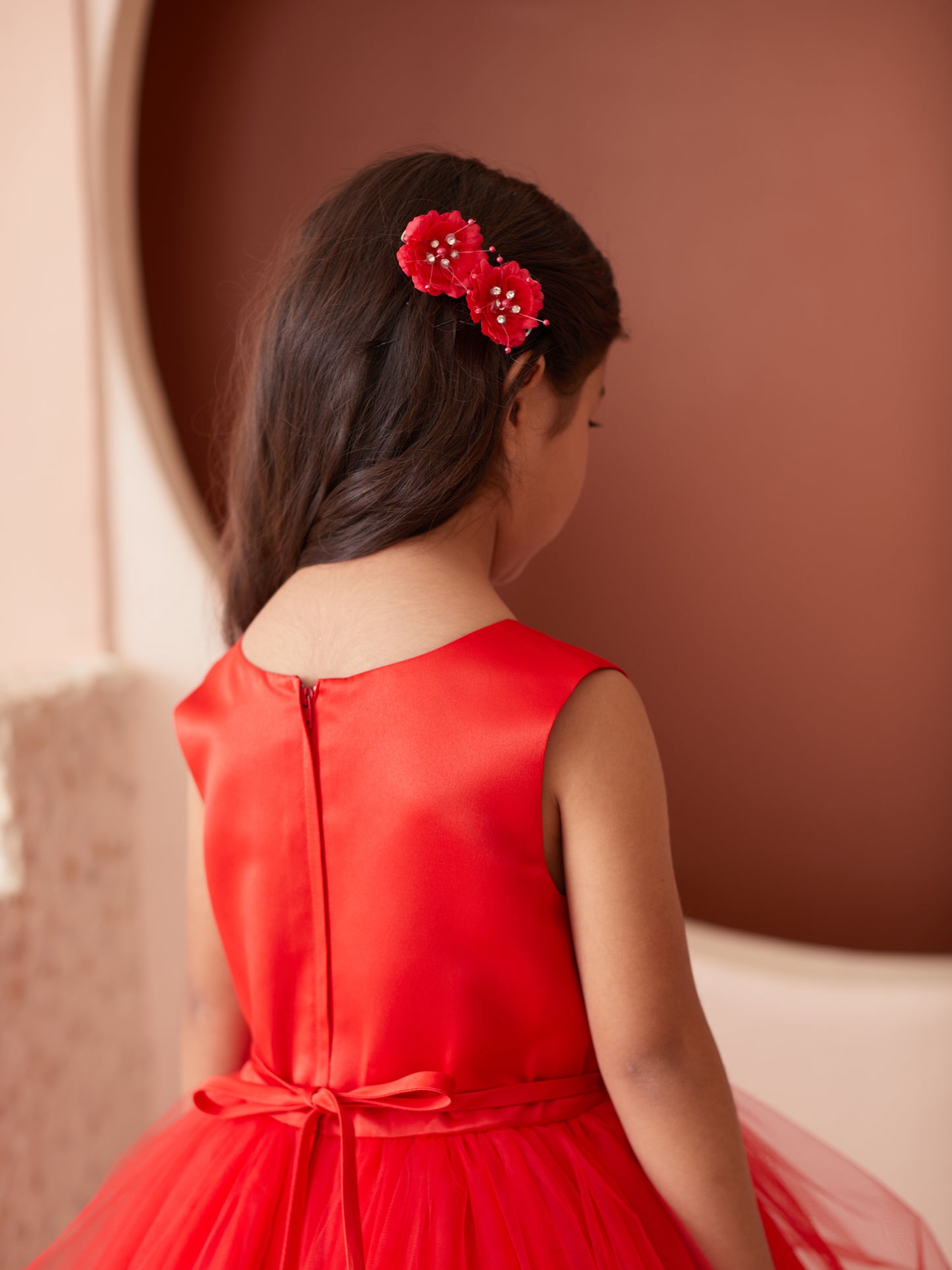 Satin Bodice with Tulle Flowers Girl Dress by TIPTOP KIDS - AS5872