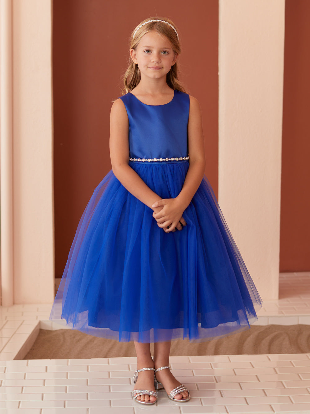 Satin Bodice with Tulle Flowers Girl Dress by TIPTOP KIDS - AS5872