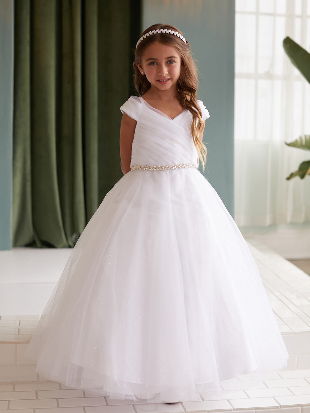 Girl Dress with Glitter Off The Shoulder Dress by TIPTOP KIDS - AS7043