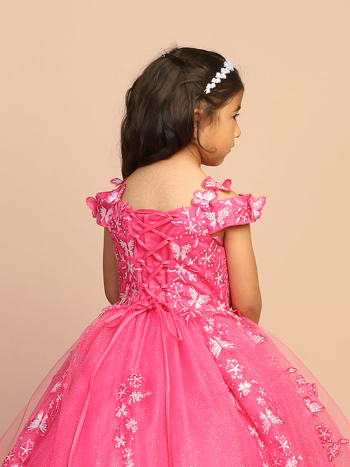 3D Butterfly Off Shoulder Flowers Girl Dress by TIPTOP KIDS - AS7046