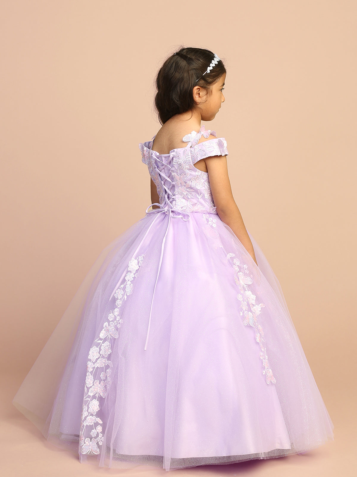 3D Butterfly Off Shoulder Flowers Girl Dress by TIPTOP KIDS - AS7046