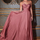 Satin Strapless A-Line Women Formal Gown By Ladivine 7496 - Special Occasion