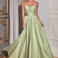 Satin Strapless A-Line Women Formal Gown By Ladivine 7496 - Special Occasion