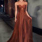 Satin Strapless A-Line Women Formal Gown By Ladivine 7496 - Special Occasion