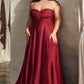 Satin Strapless A-Line Women Formal Gown By Ladivine 7496C - Curves