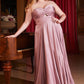 Satin Strapless A-Line Women Formal Gown By Ladivine 7496C - Curves