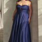 Satin Strapless A-Line Women Formal Gown By Ladivine 7496C - Curves