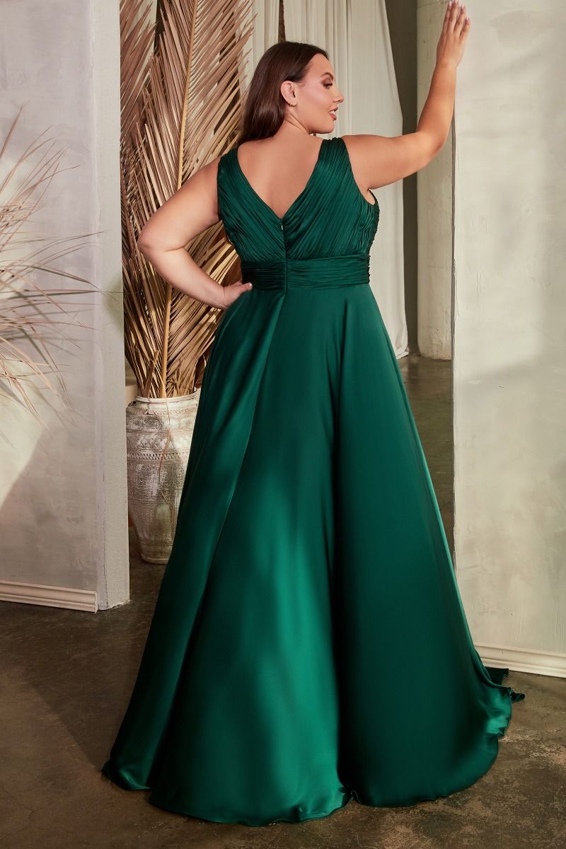 Keyhole Satin A-Line Gown by Cinderella Divine 7497C - Curves