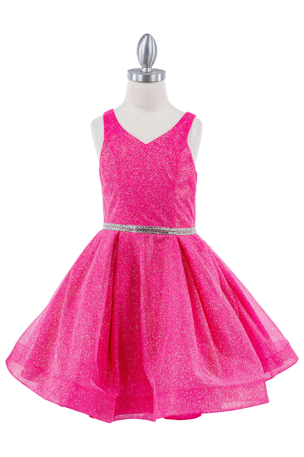 Dazzling Glitter V-Neck Girl Party Dress by Cinderella Couture USA AS8047