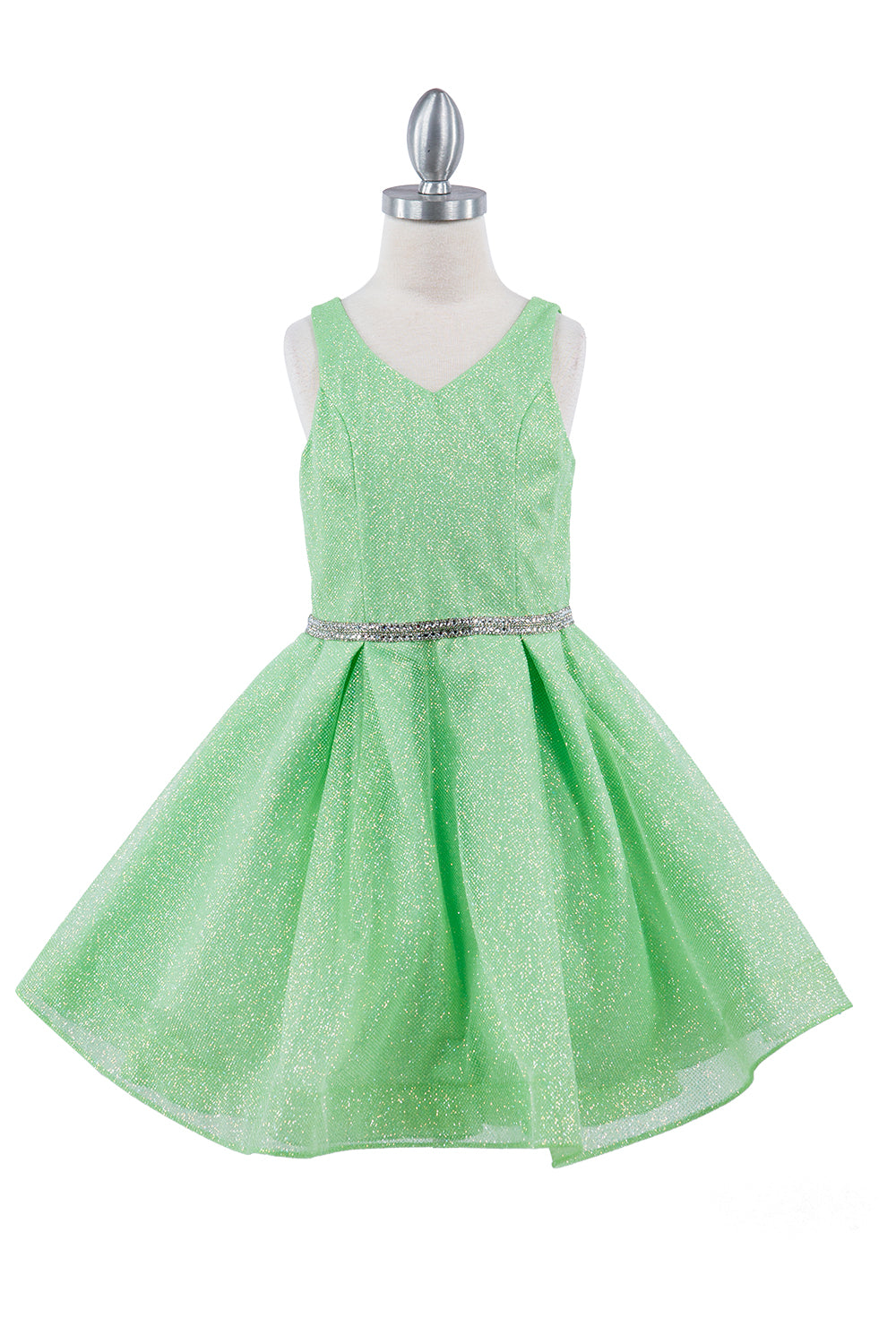 Dazzling Glitter V-Neck Girl Party Dress by Cinderella Couture USA AS8047