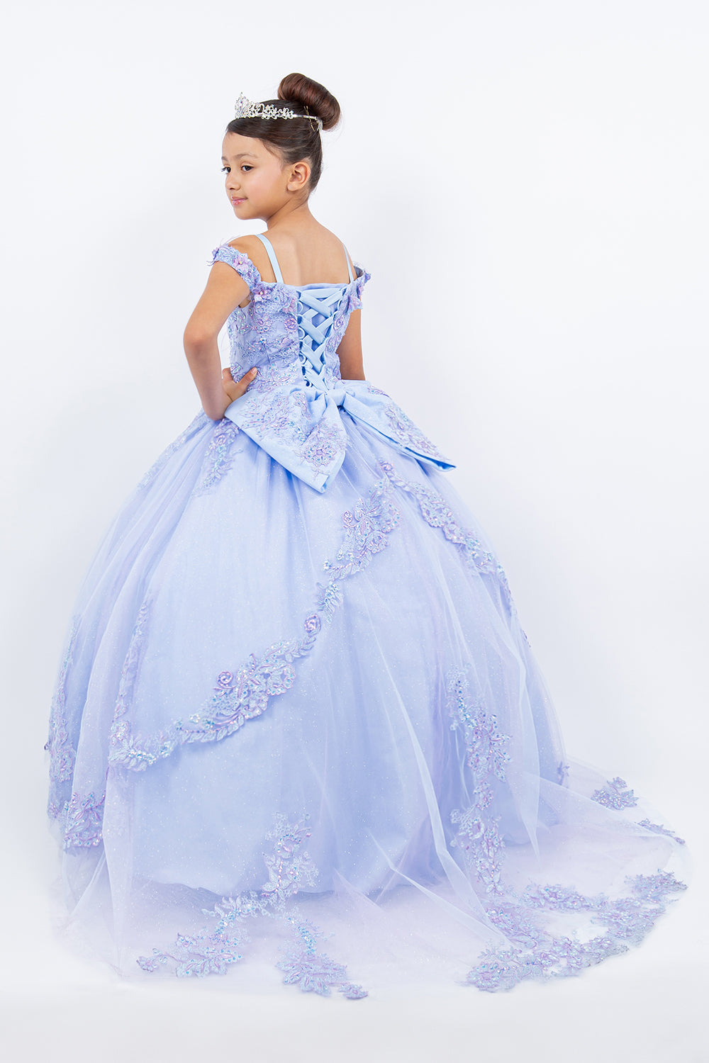 Floral Off The Shoulder Mini Quince Gown by Cinderella Couture USA AS8115