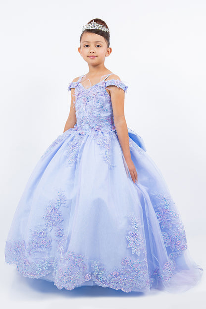 Floral Off The Shoulder Mini Quince Gown by Cinderella Couture USA AS8115