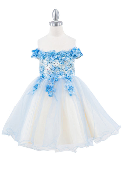 Off Shoulder Glitter Tulle Flower Girl Dress by Cinderella Couture USA AS9130