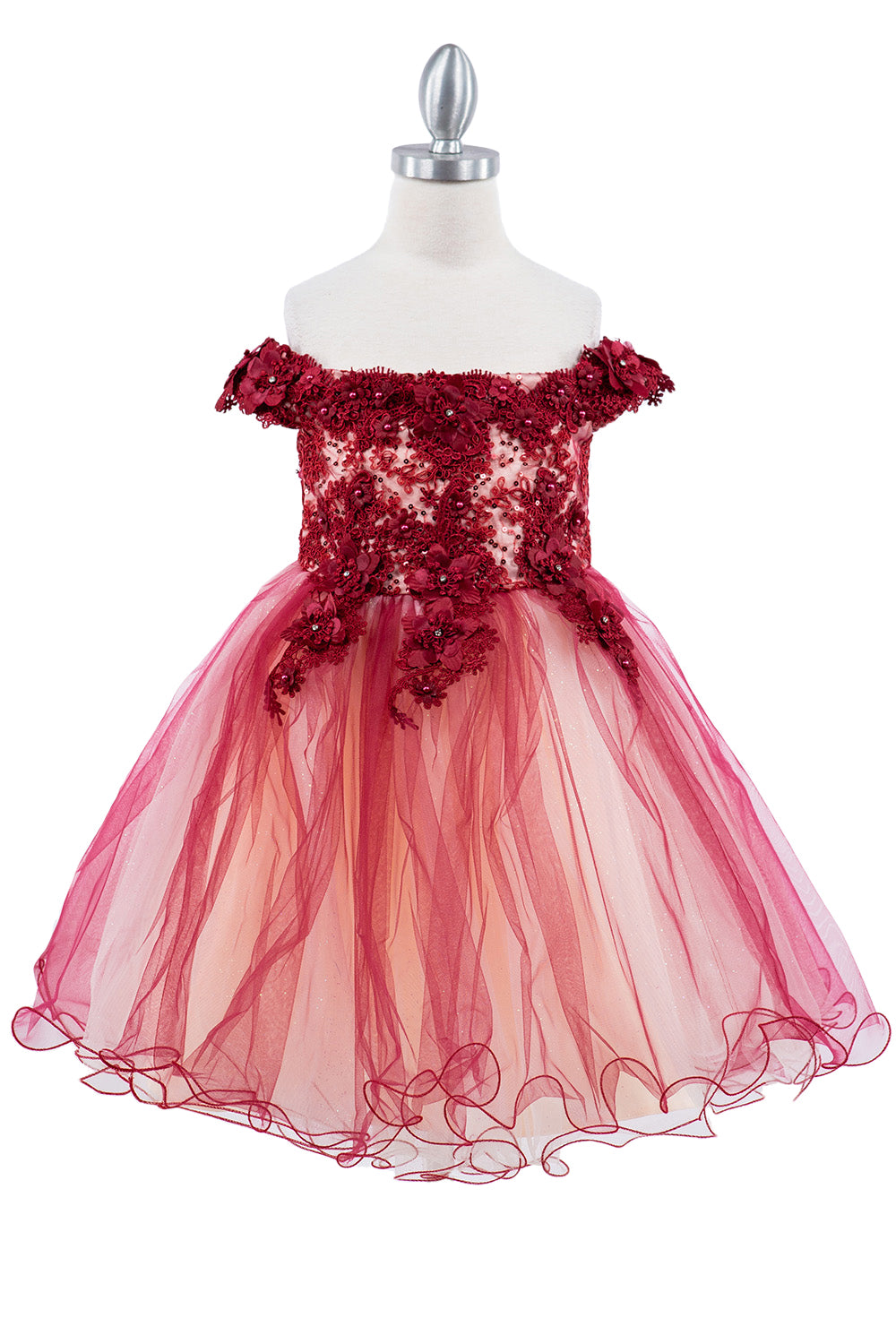 Off Shoulder Glitter Tulle Flower Girl Dress by Cinderella Couture USA AS9130