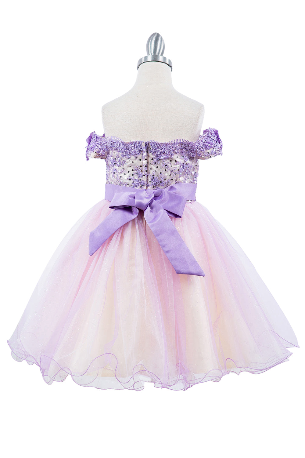 Off Shoulder Glitter Tulle Flower Girl Dress by Cinderella Couture USA AS9130