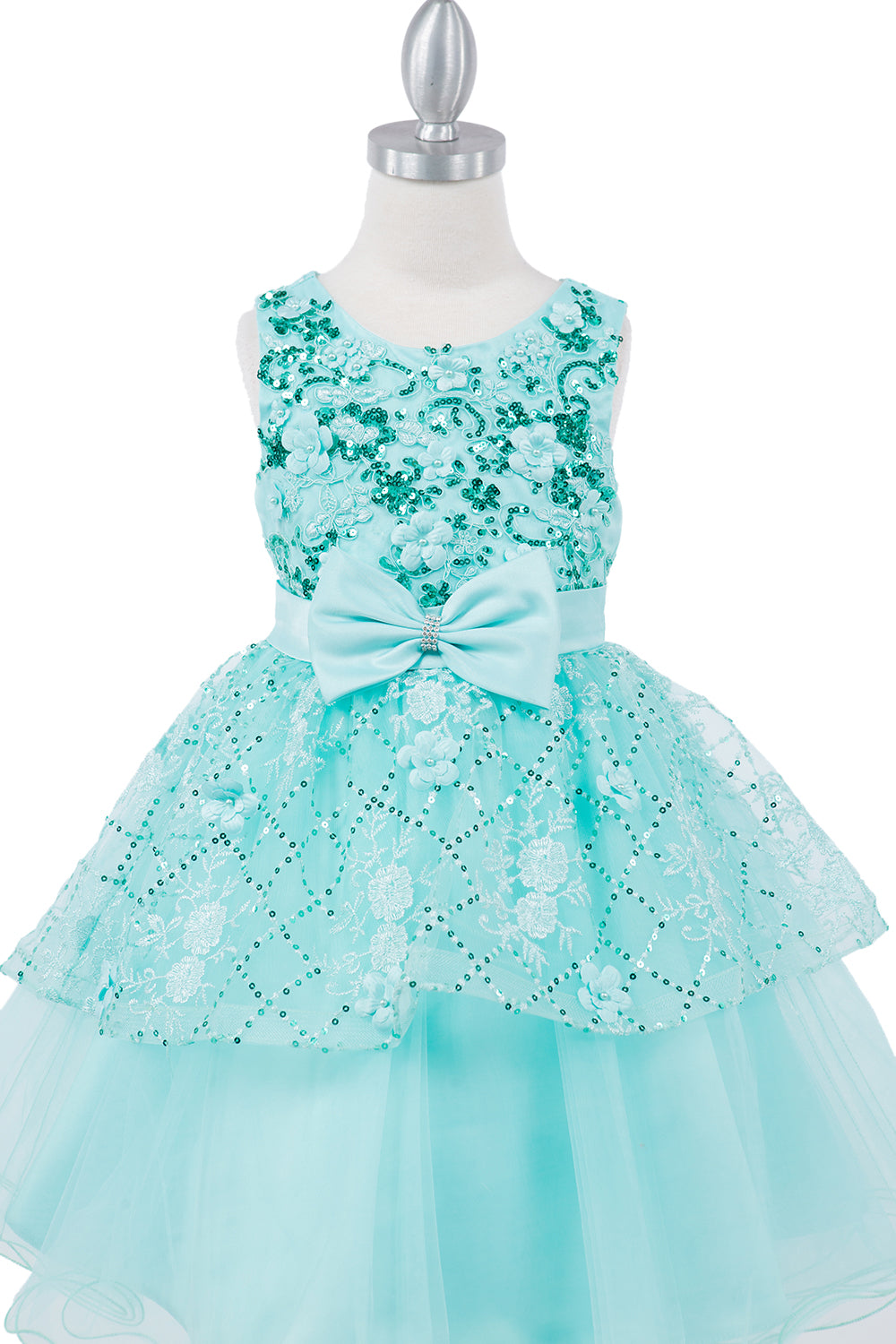 Sleeveless Sequin Layered Girl Party Dress by Cinderella Couture USA AS9131