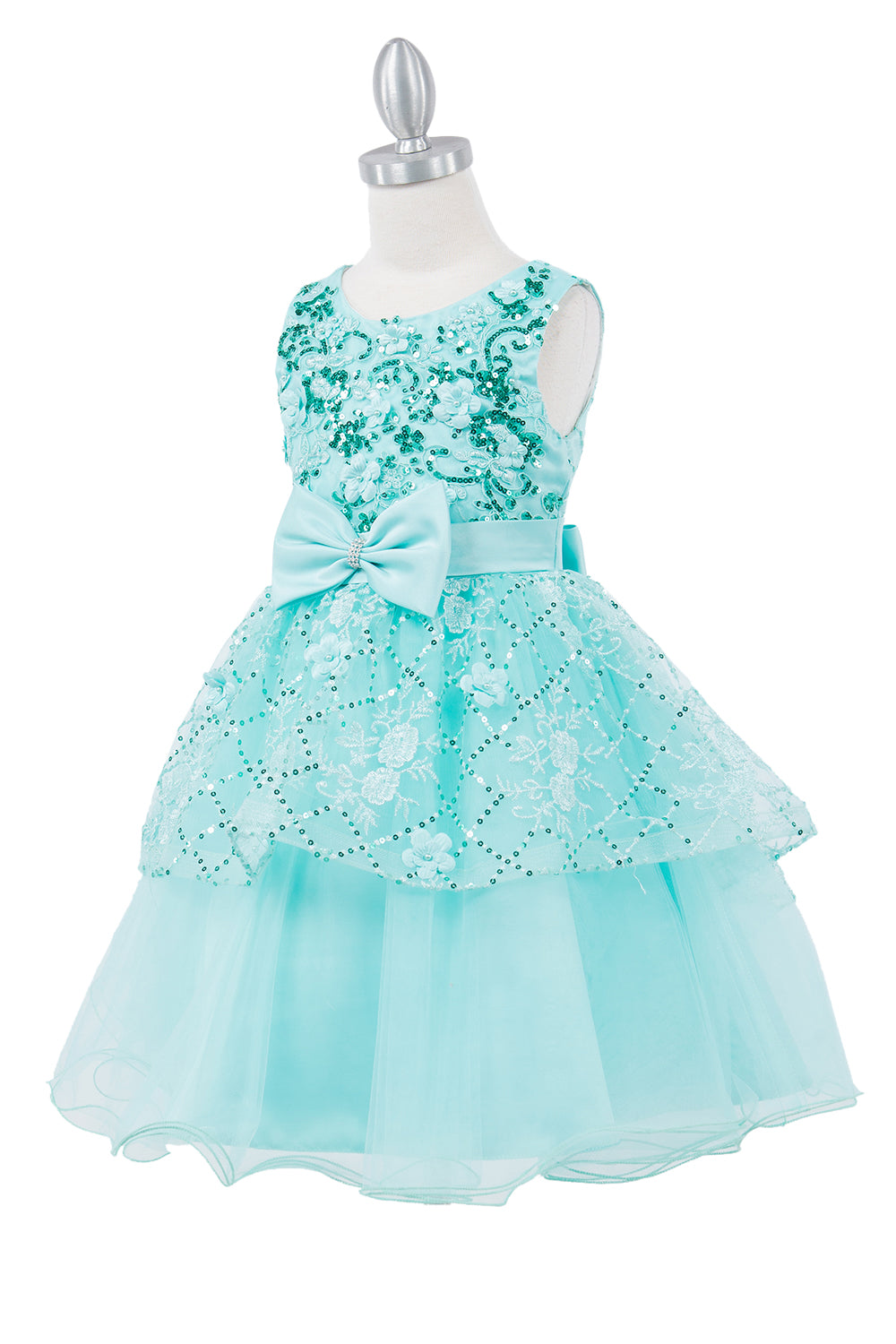 Sleeveless Sequin Layered Girl Party Dress by Cinderella Couture USA AS9131