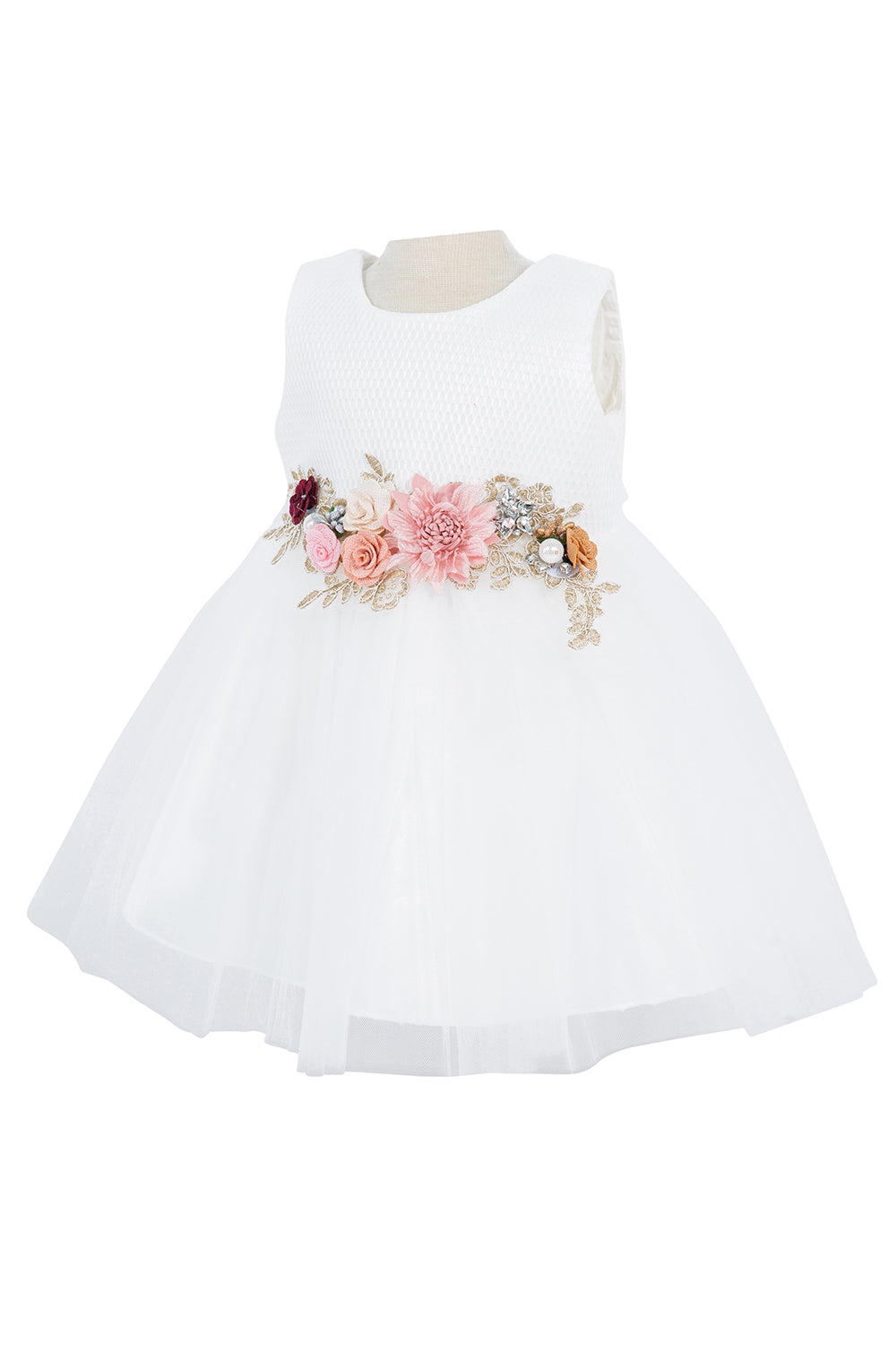 Super Cute Belted Flower Baby Dress by Cinderella Couture USA AS9134B