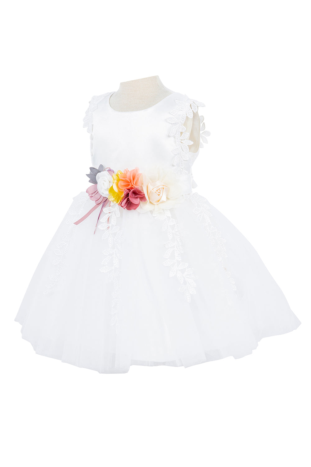 Satin Lace Headband Flower Baby Dress by Cinderella Couture USA AS9139B