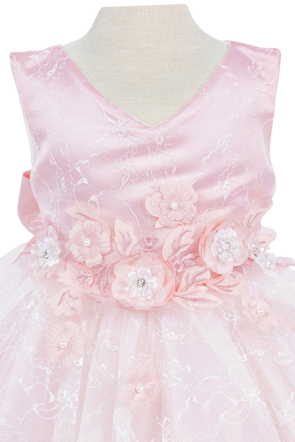 3D Flower Lace Satin Baby Dress by Cinderella Couture USA AS9140B