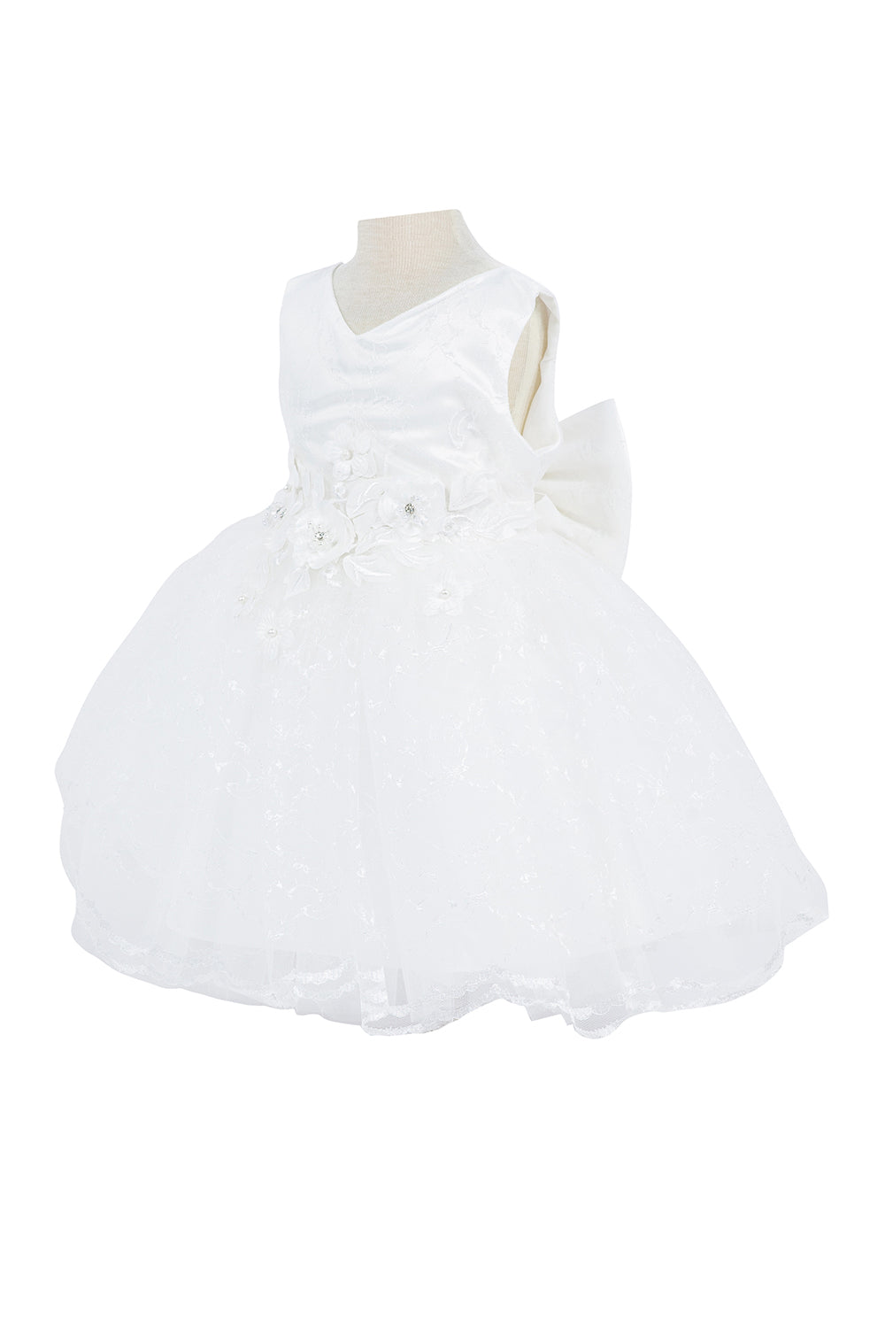 3D Flower Lace Satin Baby Dress by Cinderella Couture USA AS9140B