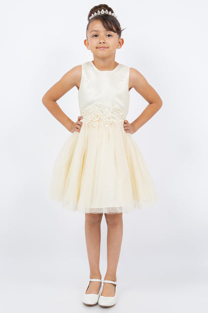 Elegant Sleeveless Satin Tulle Flower Girl Dress by Cinderella Couture USA AS9145