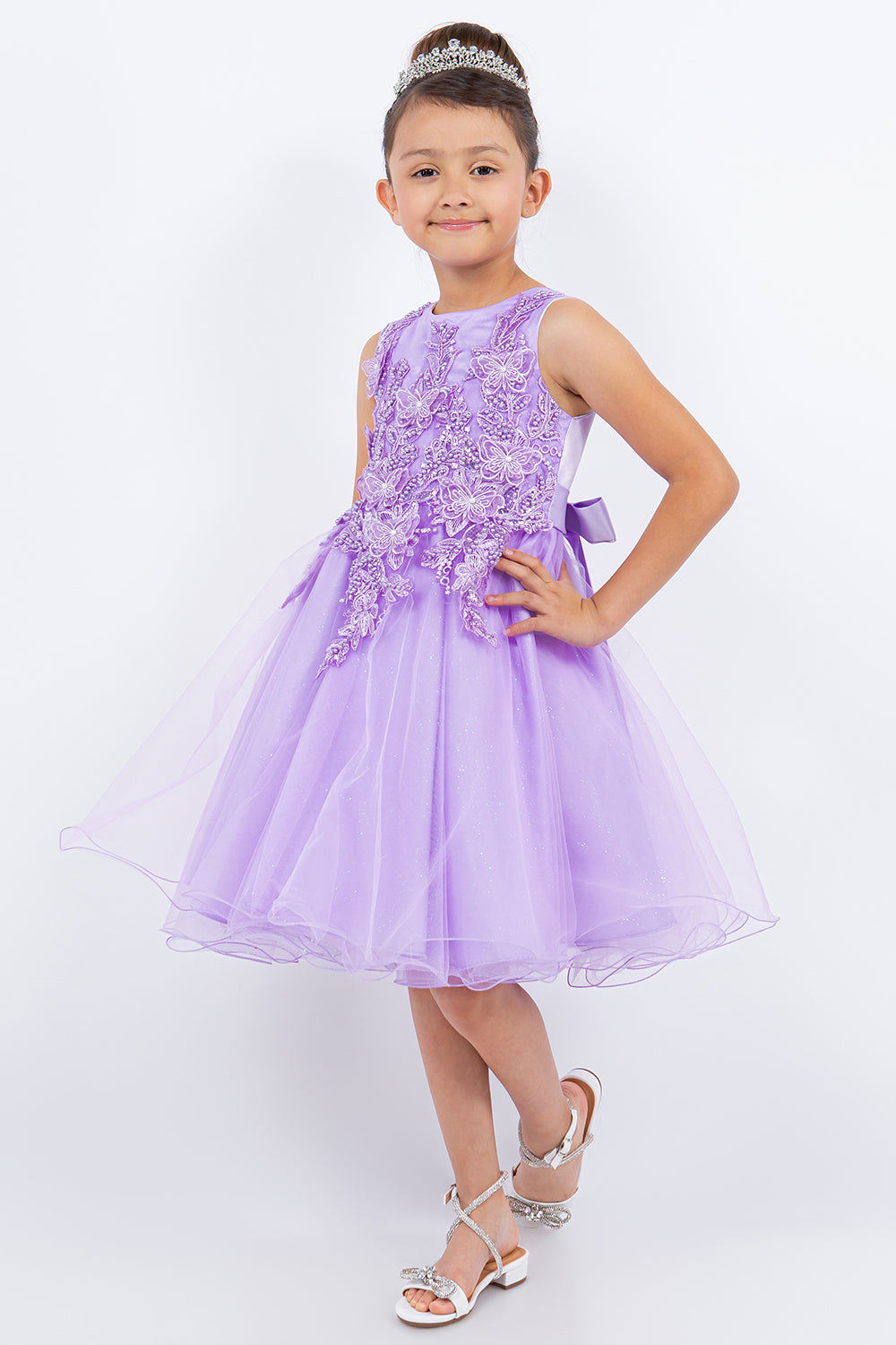 Butterfly Glitter Tulle Sleeveless Girl Party Dress by Cinderella Couture USA AS9150