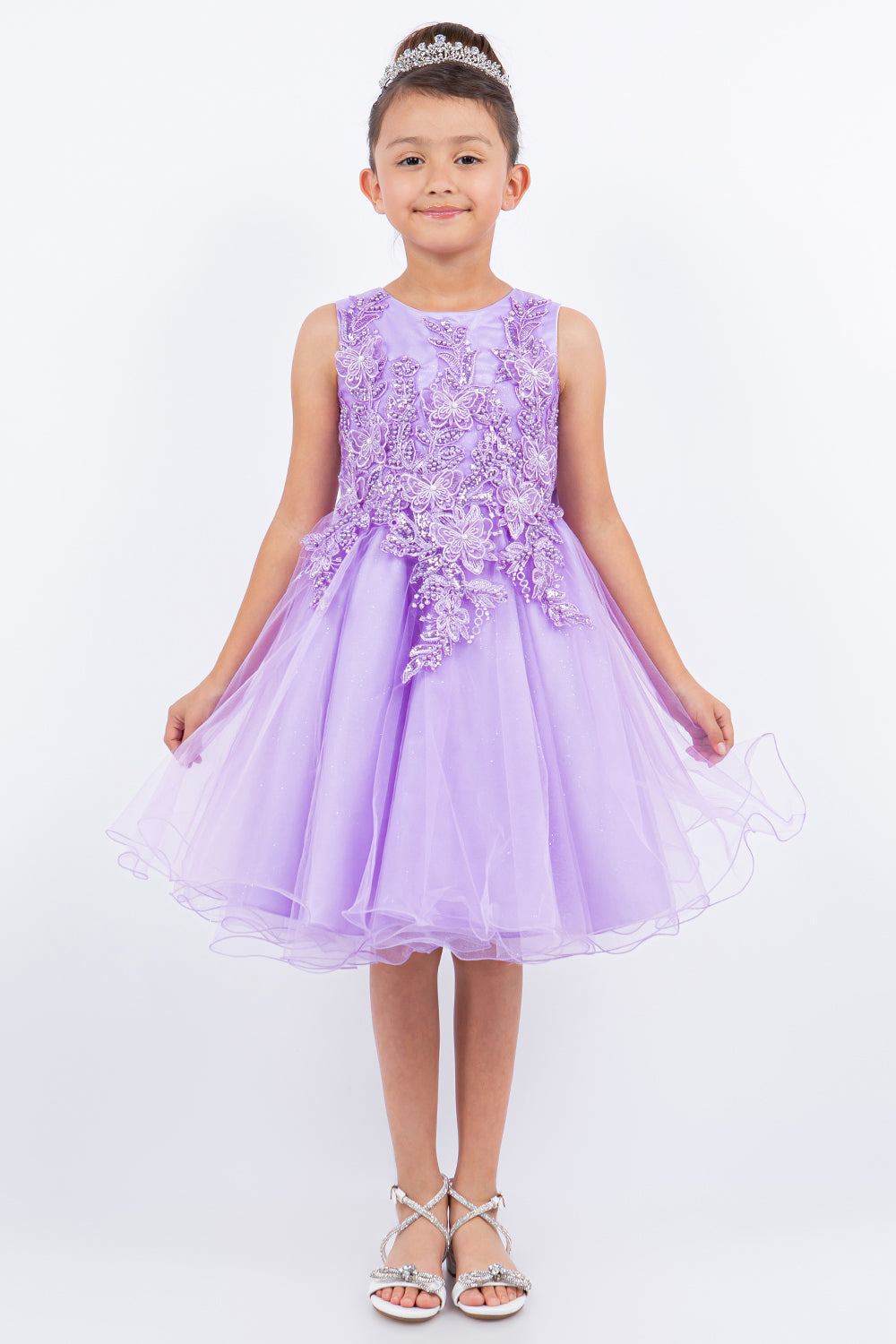 Butterfly Glitter Tulle Sleeveless Girl Party Dress by Cinderella Couture USA AS9150