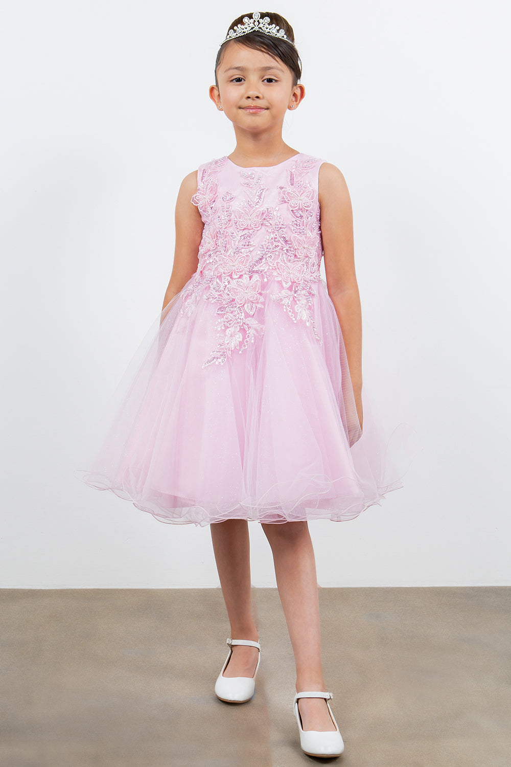 Butterfly Glitter Tulle Sleeveless Girl Party Dress by Cinderella Couture USA AS9150