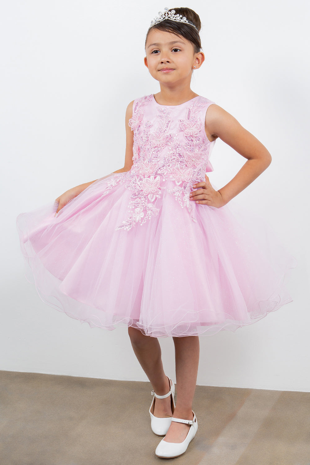 Butterfly Glitter Tulle Sleeveless Girl Party Dress by Cinderella Couture USA AS9150