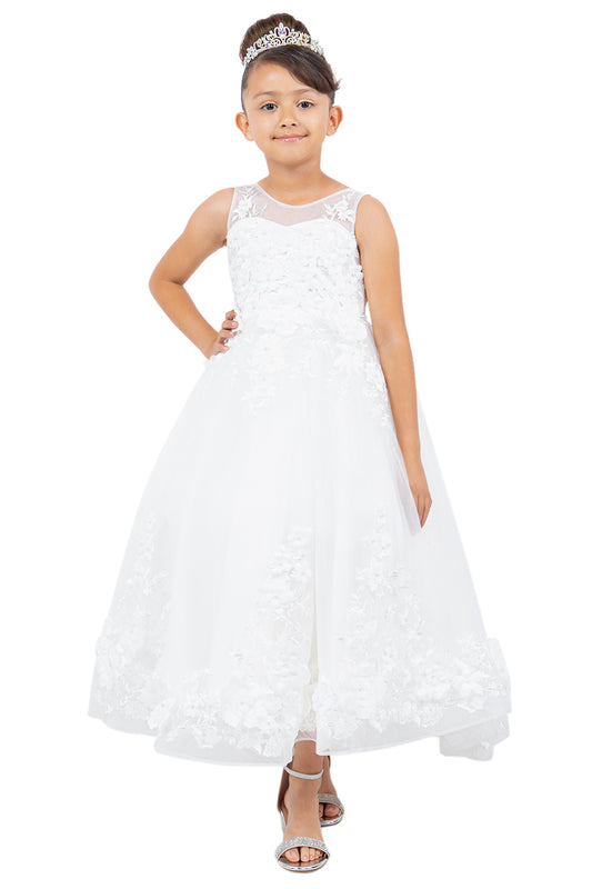 Beautiful Illusion Tulle Flower Girl Dress by Cinderella Couture USA AS9153