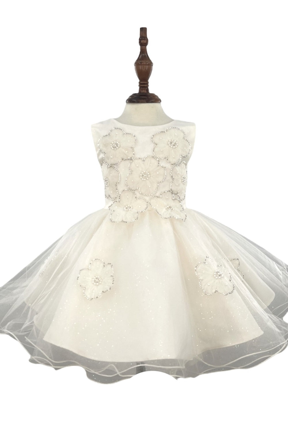 Satin Daisy Sequin Tulle Baby Dress by Cinderella Couture USA AS9154B