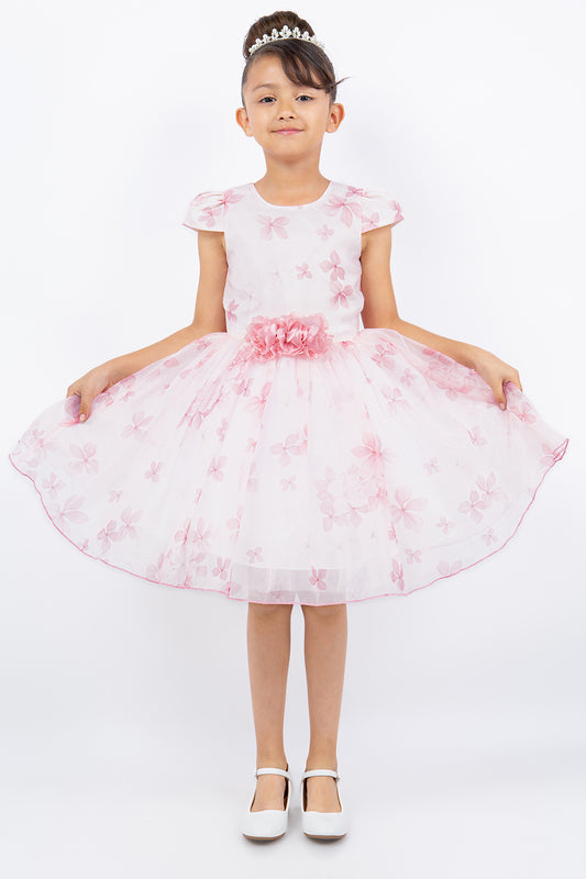 Puff Sleeve Flower Print Girl Party Dress by Cinderella Couture USA AS9161