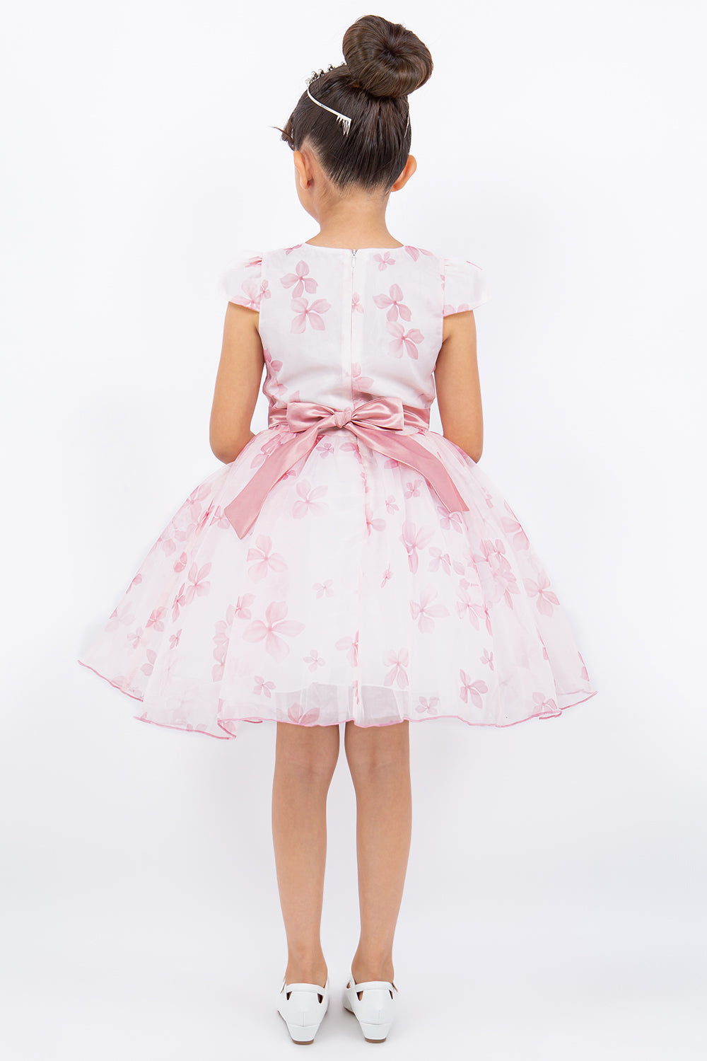 Puff Sleeve Flower Print Girl Party Dress by Cinderella Couture USA AS9161